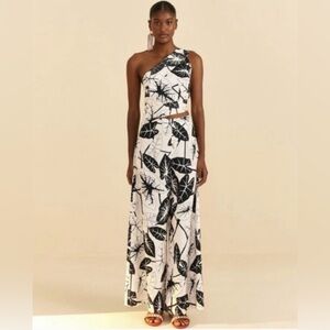 FARM RIO Off-White Jumpsuit Graphic Leaves